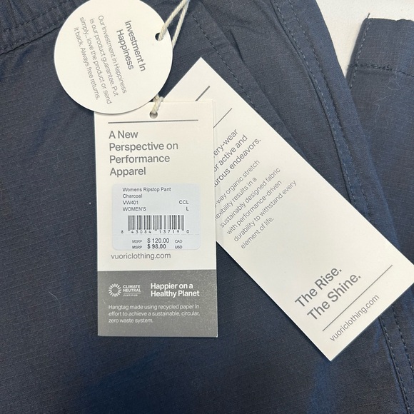 NWT Women’s Vuori Ripstop Pant Charcoal grey Large - Picture 10 of 10